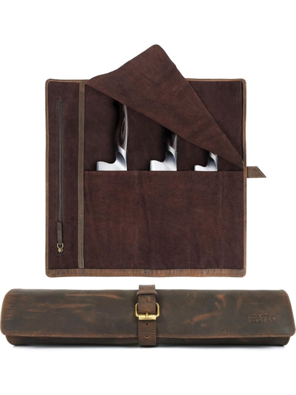 Professional Leather Knife Roll Bag | Chef Knife Storage & Travel Case | Kitchen
